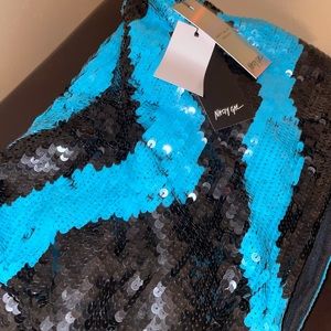 Nasty Gal Zebra Sequin Shoulder Pad Mini Dress